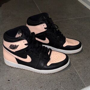 Women's Jordan 1 Black and Peach Sneakers